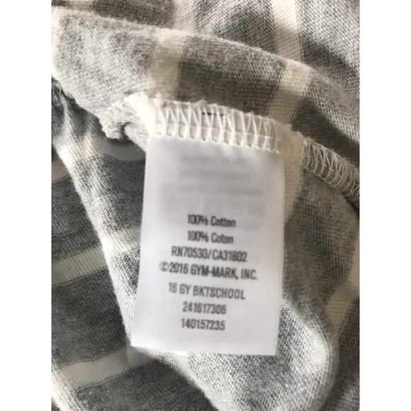 Gymboree Girls Gray Striped Ruffle Hem Blouse Sequin Cotton Size 7 Long Sleeve - Picture 3 of 10